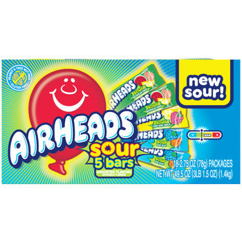 Airheads Sour Assorted Theater Box 3.3 oz (12 Packs Per Box)