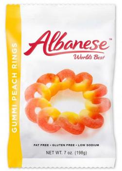Albanese Peach Gummy Ring Peg Bag 7 oz (3 Bags)