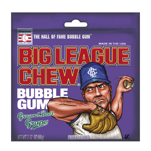 Big League Chew Gum Grape Flavor 2.12 oz (12 Packs Per Box)