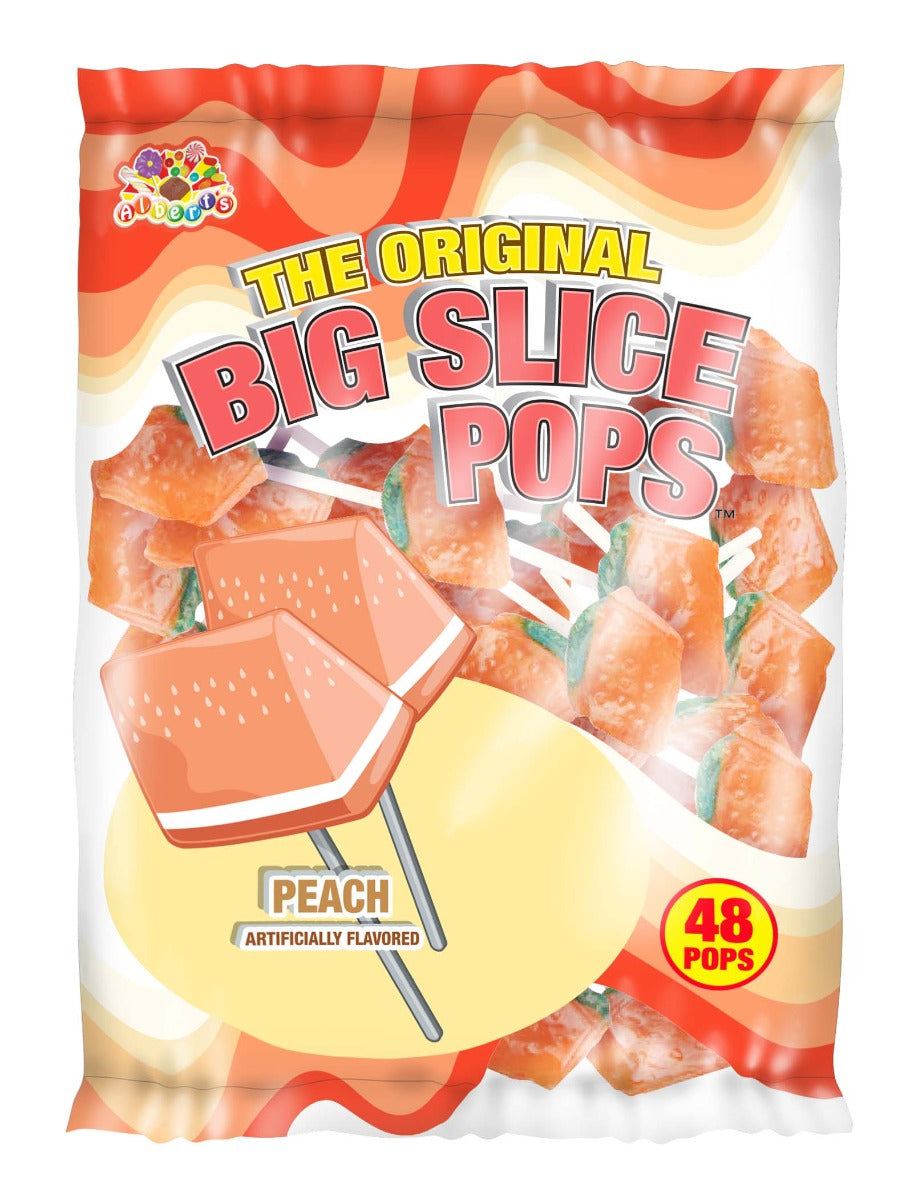 Big Slice Pops By Alberts Peach Flavor (48 Pops Per Bag)
