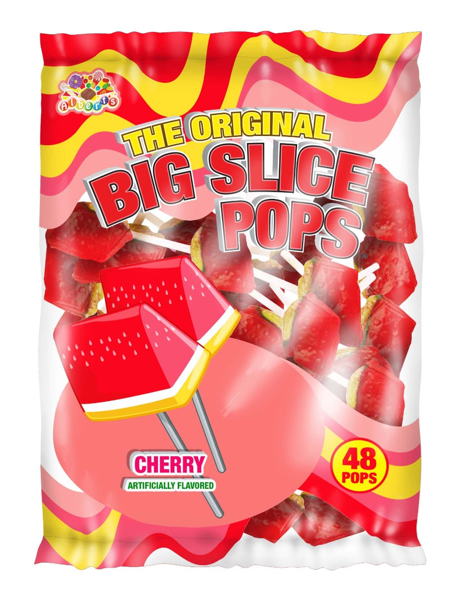 Big Slice Pops By Alberts Cherry Flavor (48 Pops Per Bag)