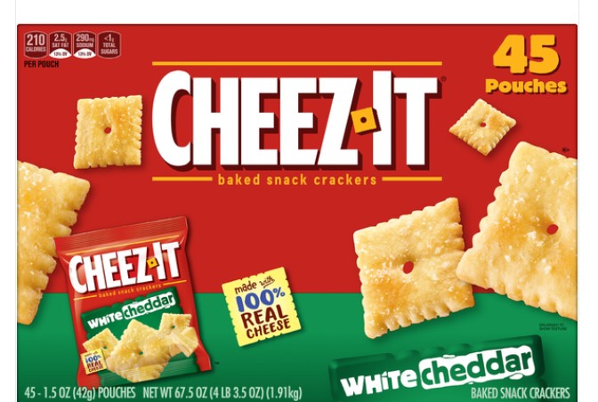 Cheez It White Cheddar Crackers 1.5 oz (45 Packs Per Box)