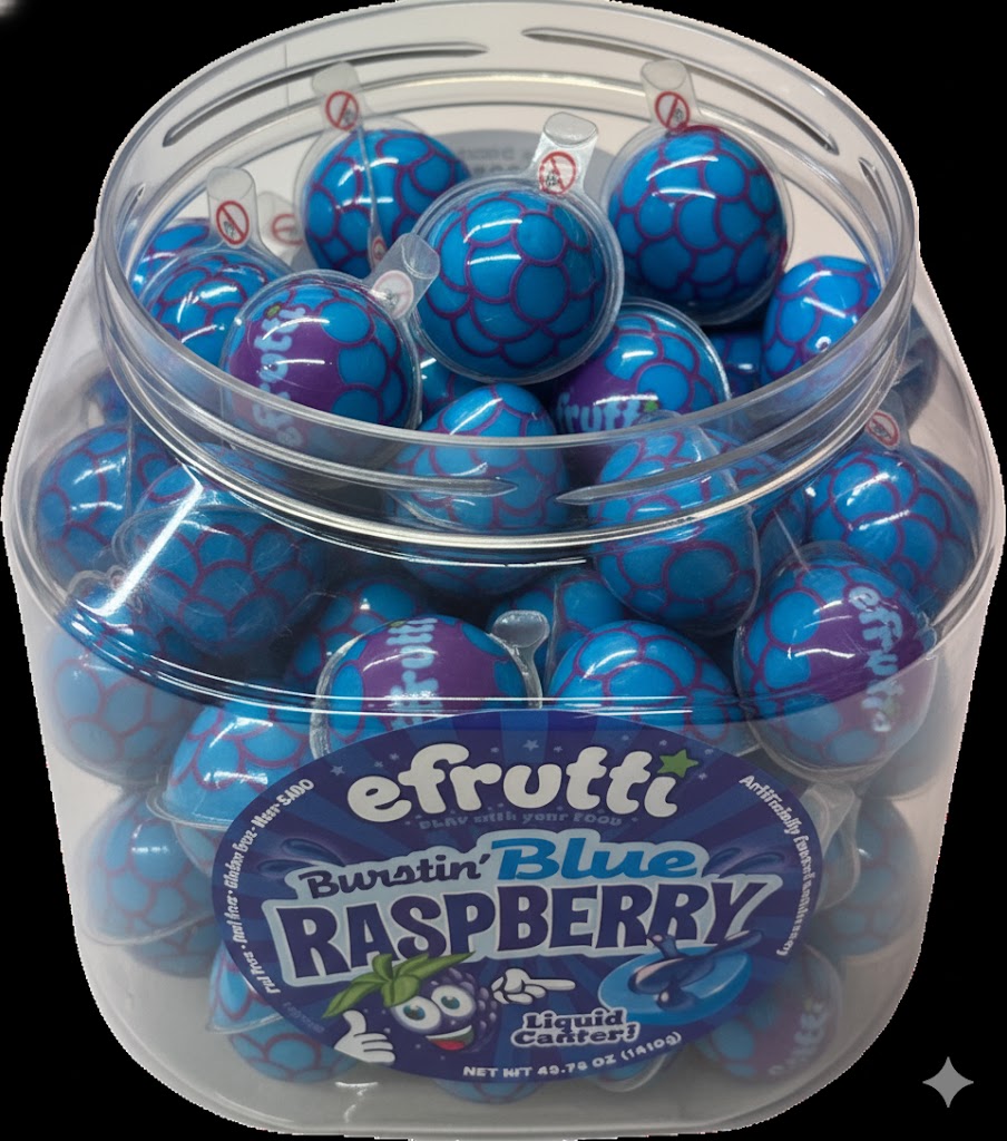 Efrutti Burstin Blue Raspberry 56 oz (75 Pieces Per Jar)