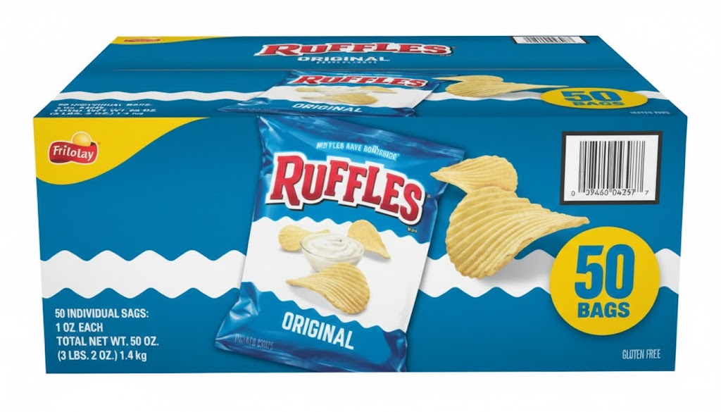 Frito Lay Ruffles Chips Original 1 oz (50 Packs Per Case)
