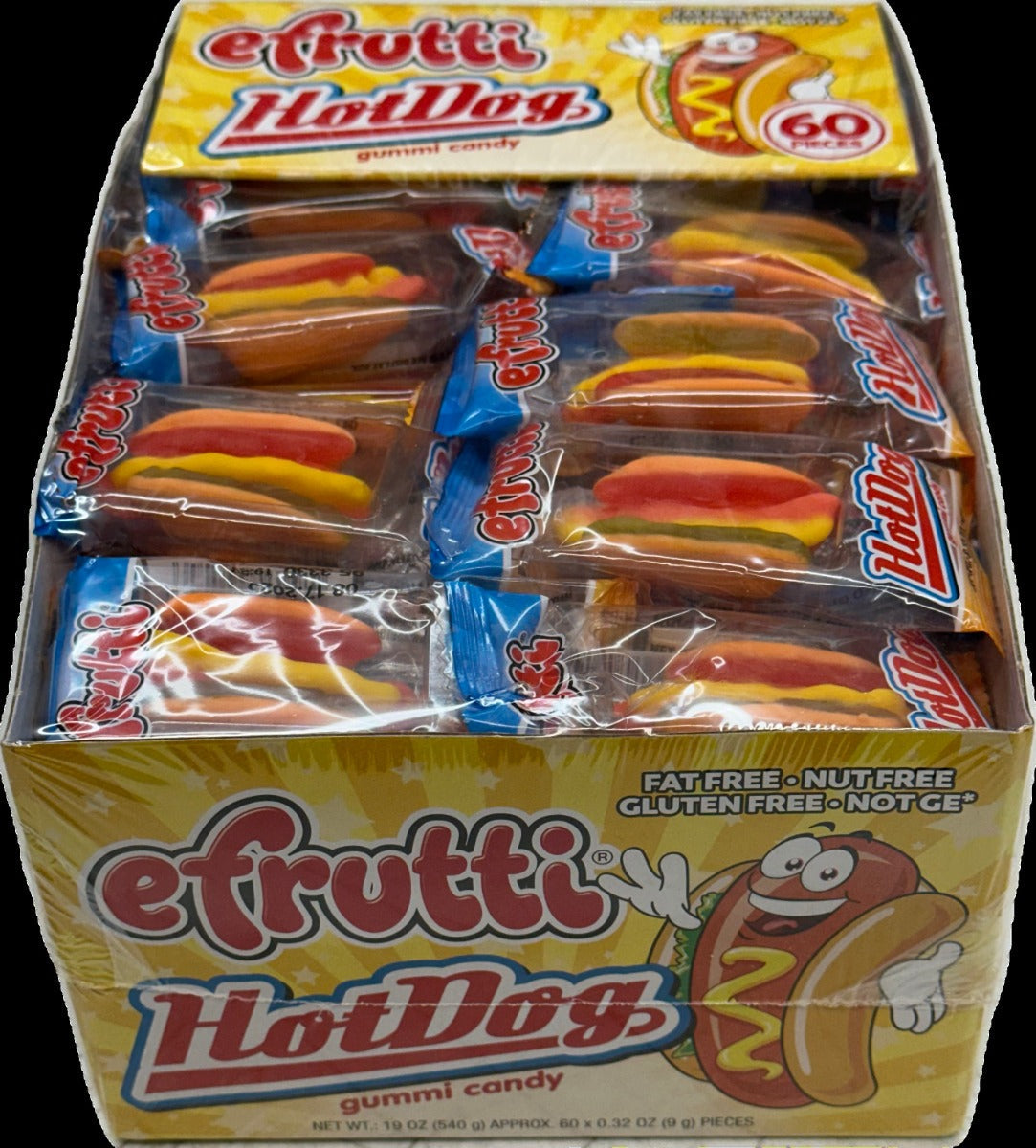 Hot Dog Gummy Candy Wrapped (60 Pieces Per Box)
