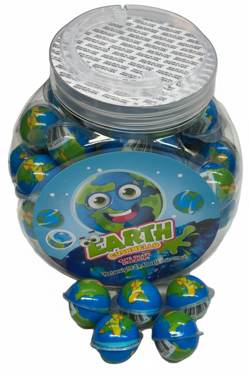Gushmello Earth Planet Gummy Candy 19.4 oz (55 Pieces Per Jar)