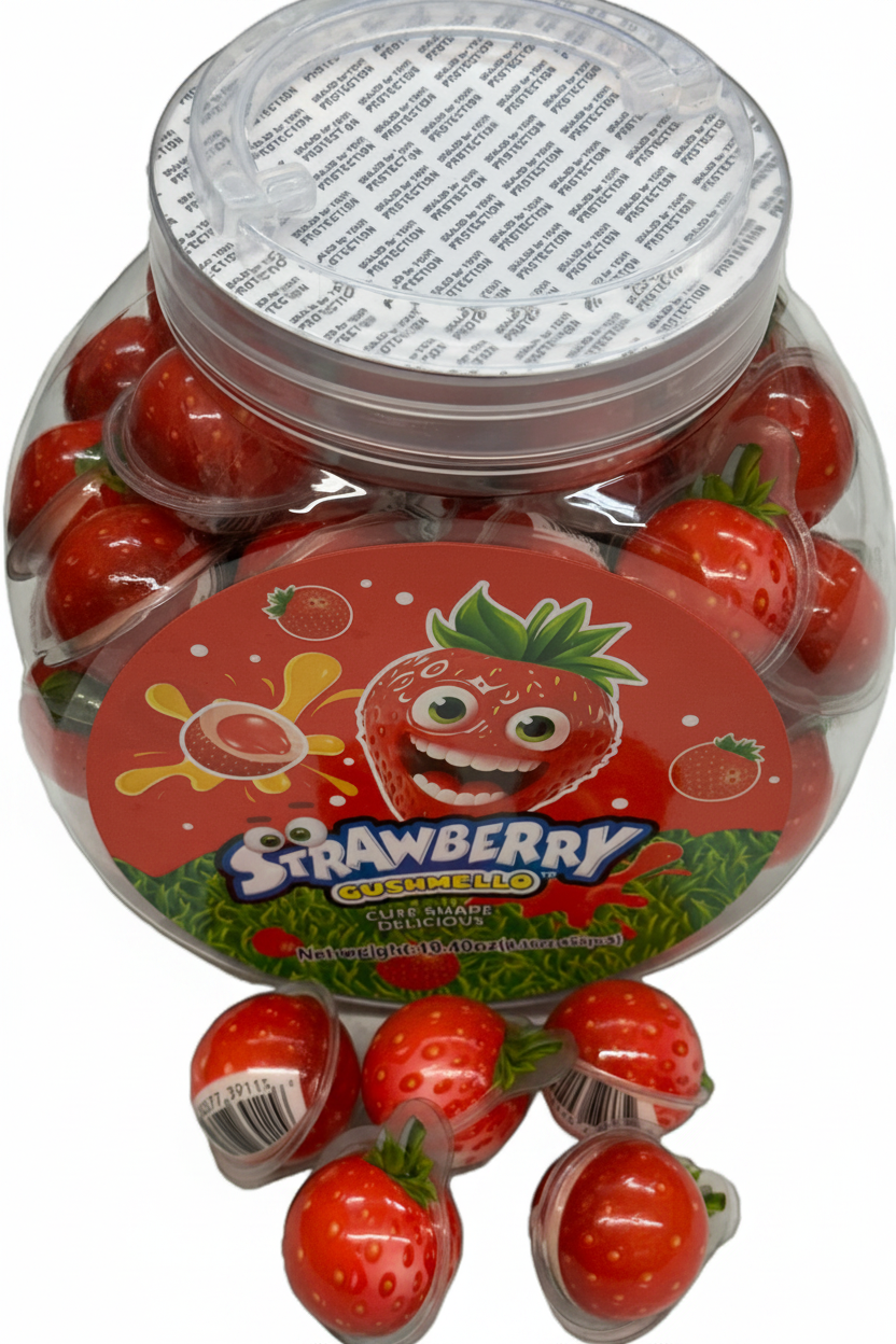 Gushmello Strawberry Gummy Candy 19.4 oz (55 Pieces Per Jar)