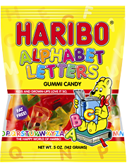 Haribo Alphabet Letter 5 oz (12 Bags Per Case)