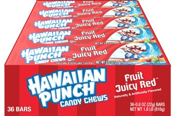Hawaiian Punch Chews Bar Fruit Juicy Red .8 oz (36 Bars Per Box)