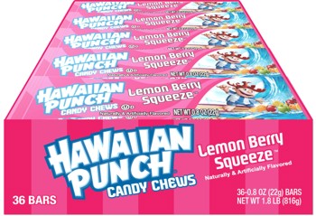 Hawaiian Punch Chews Bar Lemon Berry Squeeze .8 oz (36 Bars Per Box)