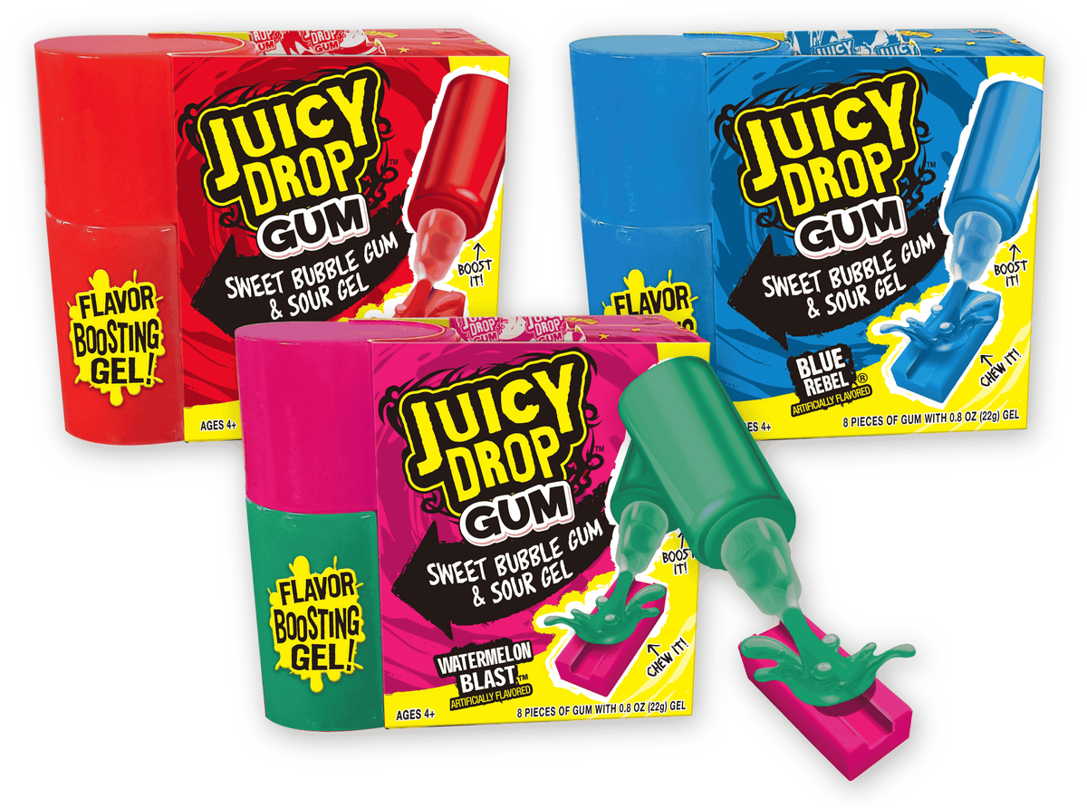 Juicy Drop Gum Assorted Flavor 2.5 oz (16 Piece Per Box)