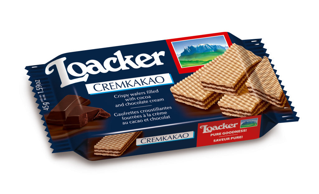 Loacker Wafer Chocolate Flavor 45g (12 Packs Per Box)