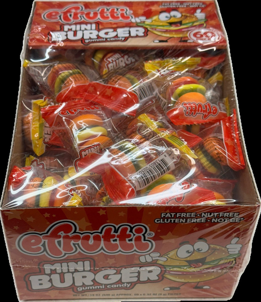 Mini Burger Gummi Candy Wrapped (60 Pieces Per Box)