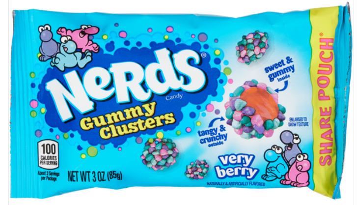 Nerds Gummy Candy Clusters Very Berry 3 oz (12 Packs Per Box)