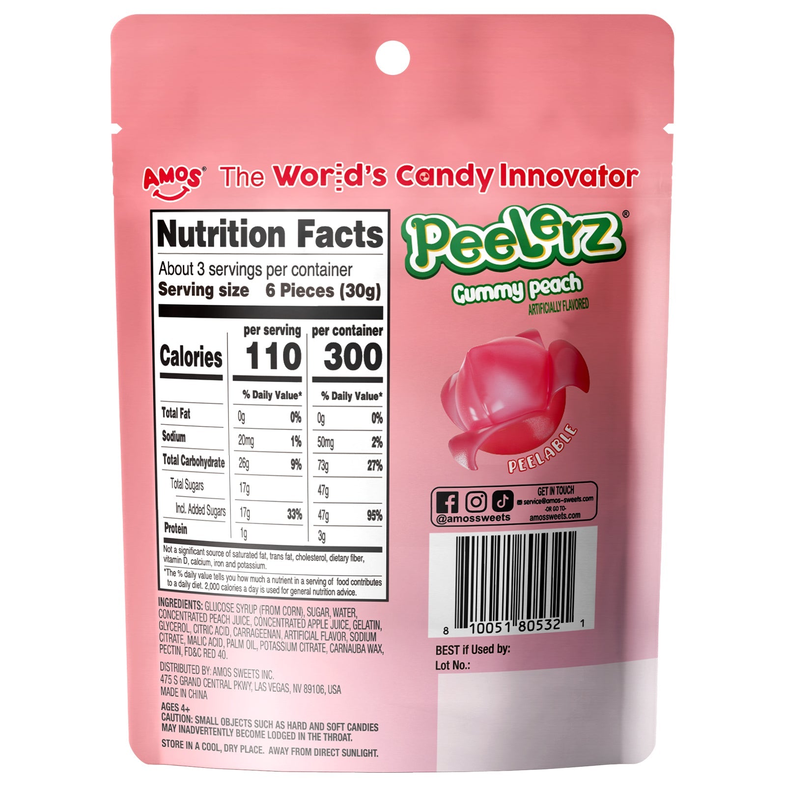 Peelerz - Peelable Gummy Peach Flavor - 3oz