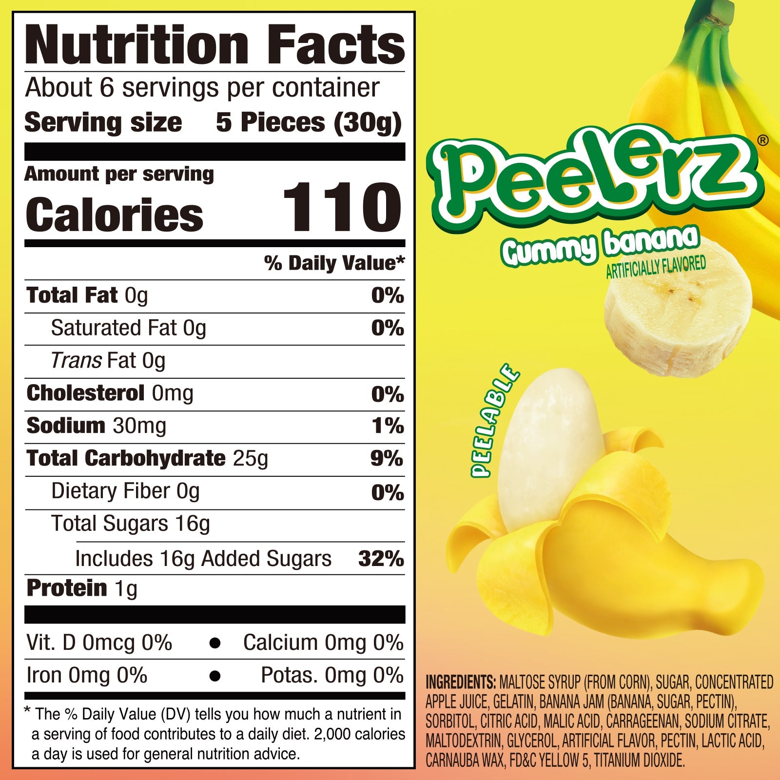 Peelerz - Peelable Gummy Banana Flavor - 6oz