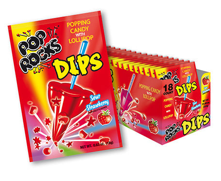 Pop Rocks Dips Sour Strawberry .63 oz (18 Packs Per Box)