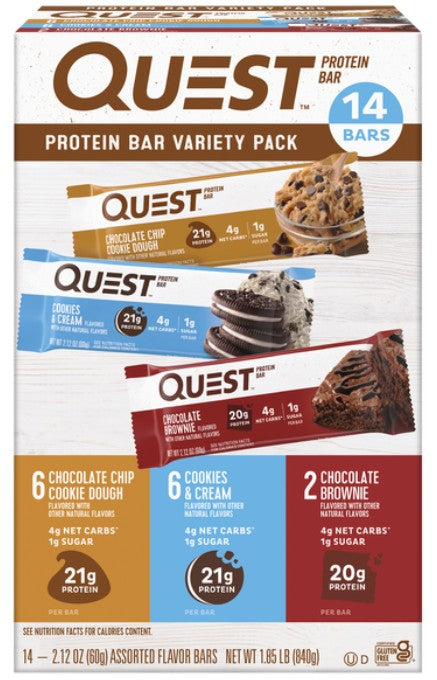 Quest Protein Bar Variety 2.12 oz (14 Bars Per Box)