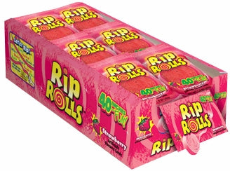 Rip Roll Sour Strawberry 1.4 oz (24 Rolls Per Box)