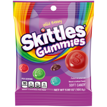 Skittles Berry Gummies Peg Bag 5.8 oz (3 Bags)