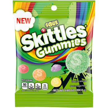 Skittles Sour Gummies Peg Bag 5.8 oz (3 Bags)