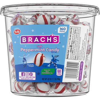 Soft Mint Ball Peppermint Candy Wrapped (160 Pieces Per Jar)