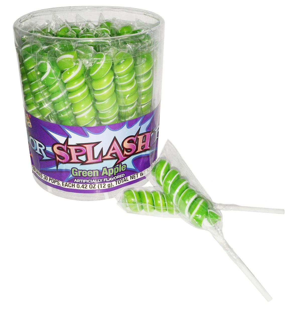 Splash Swirl Pops Kiwi Green (30 Pieces Per Jar)