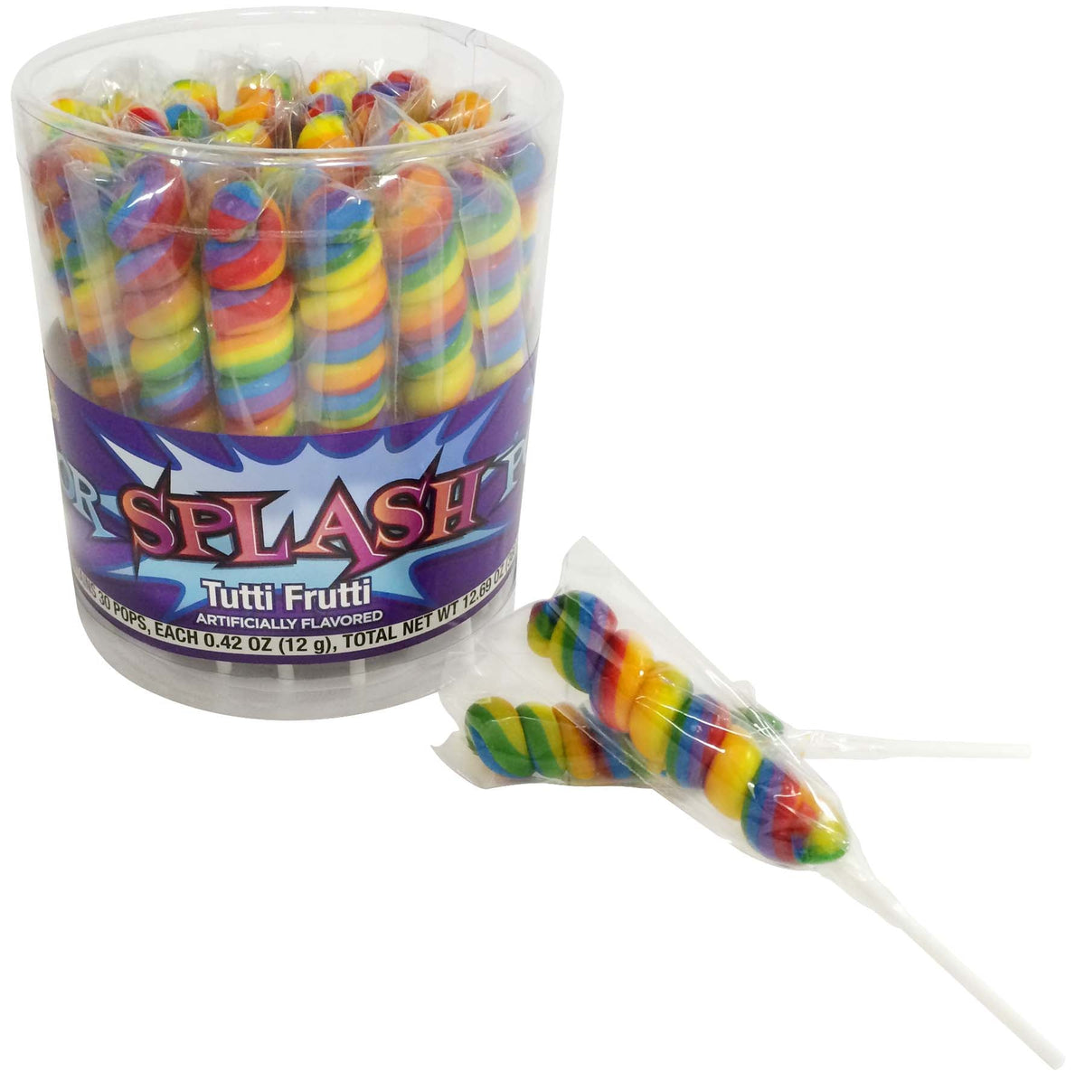 Splash Pops Rainbow Tutti Fruit Flavor (30 Pops per Jar)
