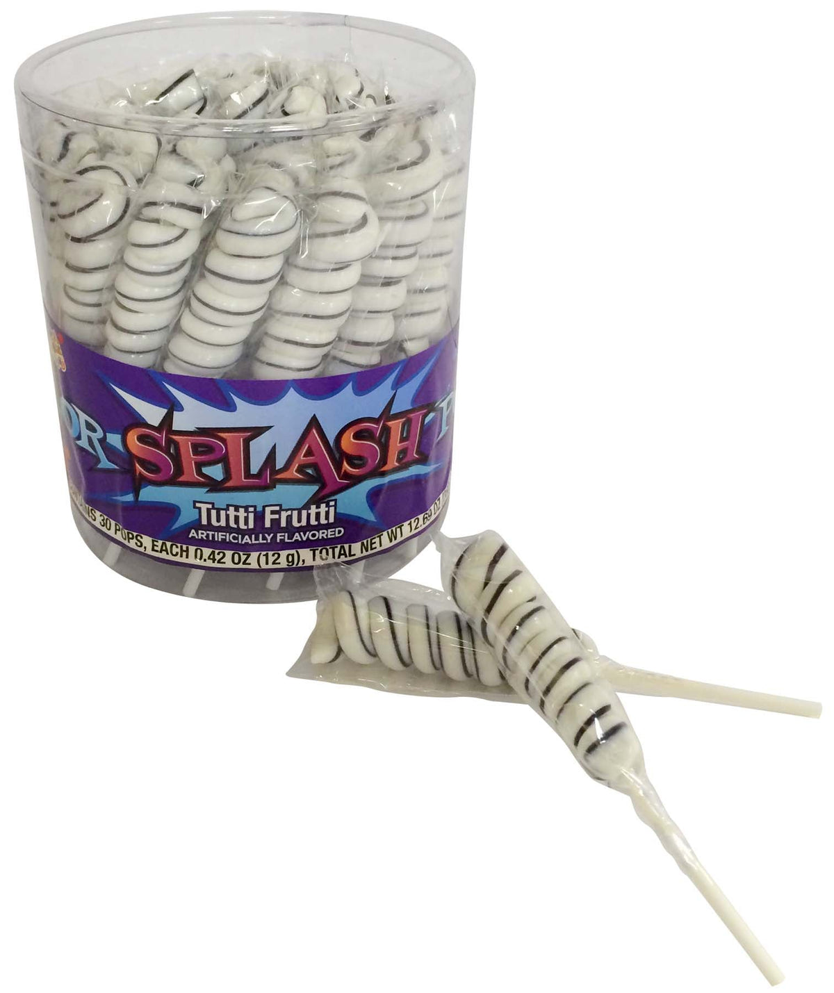 Splash Swirl Pops Tutti Fruit White (30 Pops per Jar)