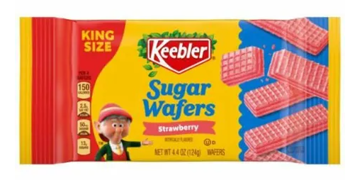 Keebler Sugar Wafer Cookies Strawberry Flavor King Size 4.4 oz (9 Packs Per Box)