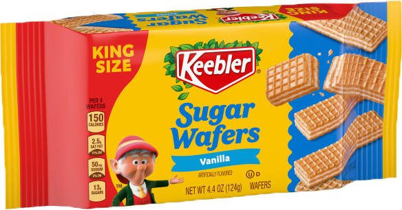 Keebler Sugar Wafer Cookies Vanilla Flavor  King Size 4.4 oz  (9 Packs Per Box)