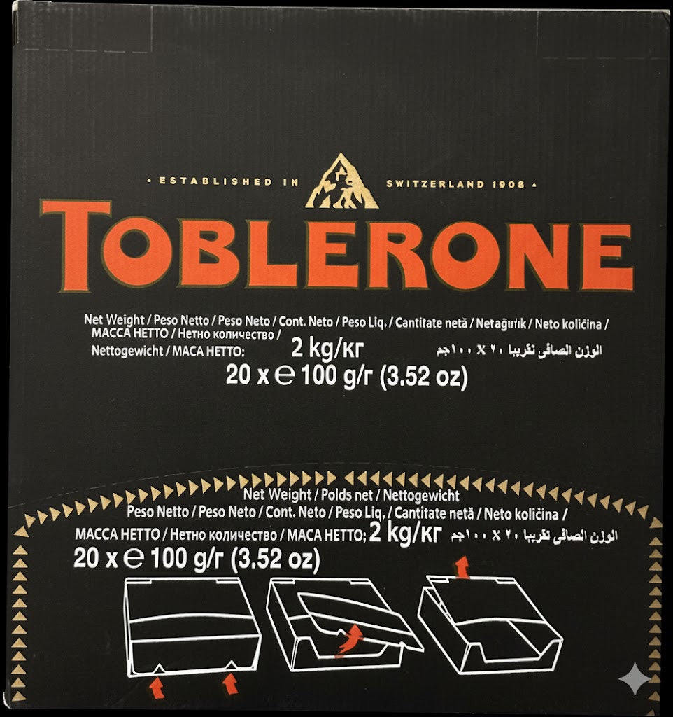 Toblerone Dark Chocolate 3.5 oz (20 Bars Per Box)