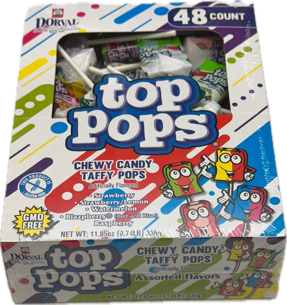 Top Taffy Pops Assorted Flavors (48 Pops Per Box)