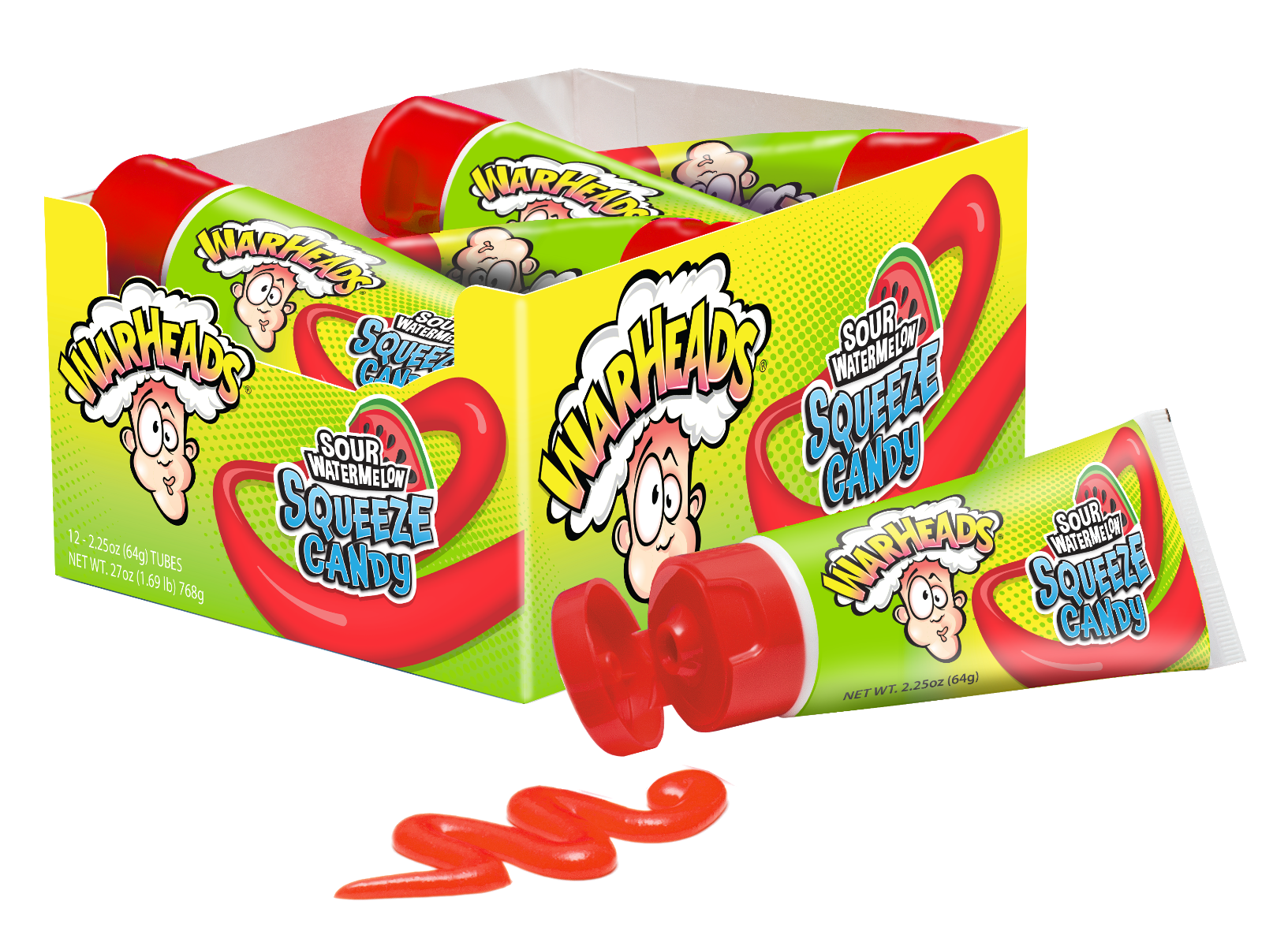 Warheads Squeeze Candy 2.25 oz (12 Pieces Per Box)