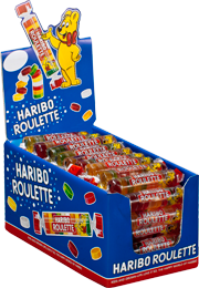 Haribo Roulette Gummy Candy (Box of 36 Rolls)