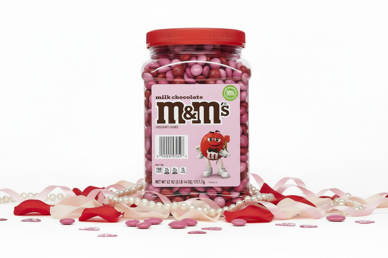 M&M's Milk Chocolate Red & Pink  Unwrapped (62 oz Per Jar)