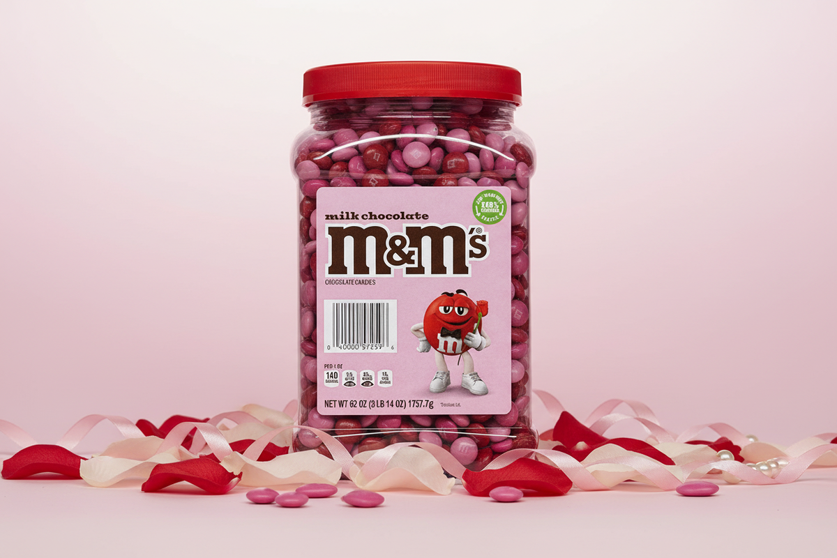 M&M's Milk Chocolate Red & Pink  Unwrapped (62 oz Per Jar)