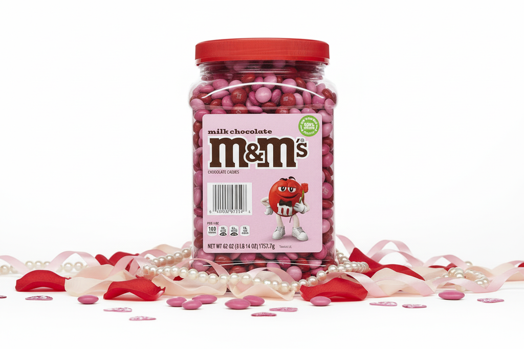 M&M's Milk Chocolate Red & Pink  Unwrapped (62 oz Per Jar)